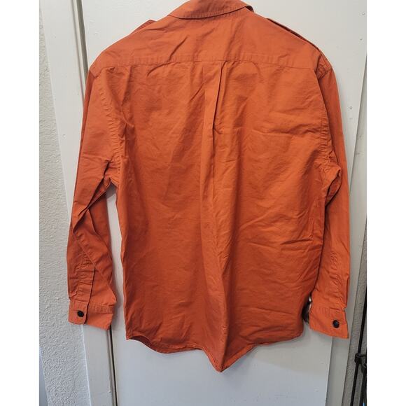 Lauren Ralph Lauren Shirt Women Small Orange Button Up Long Sleeve Pockets Logo - Picture 2 of 8